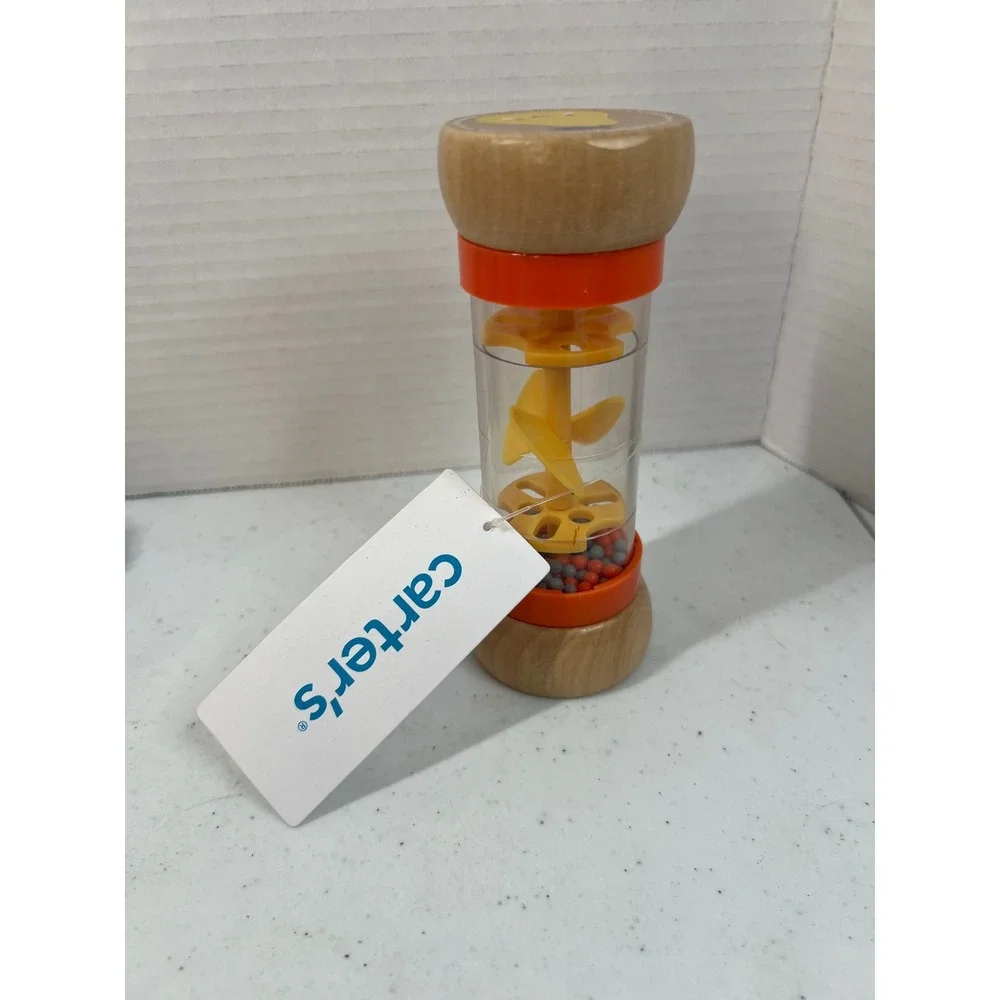 Carters Wooden Rainmaker Rattle Toy Apple Pear Fruit Sensory Bead Shaker 68232